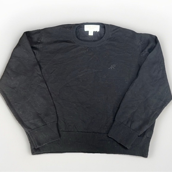 Vintage Nina Ricci 100% Merino Wool Italy Made Black Crew Neck Sweater est sz M - Picture 1 of 7